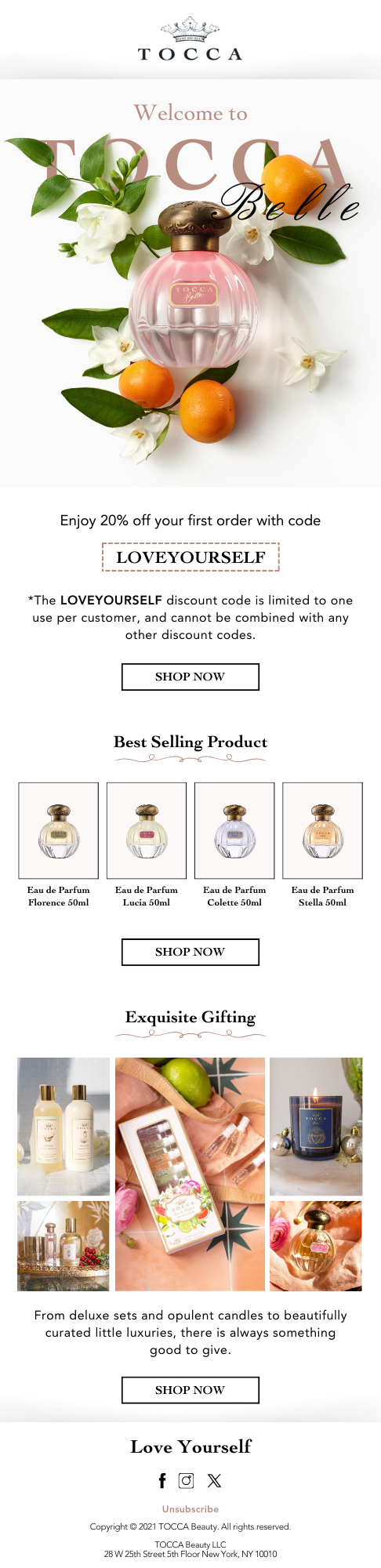 Tocca — Welcome Email